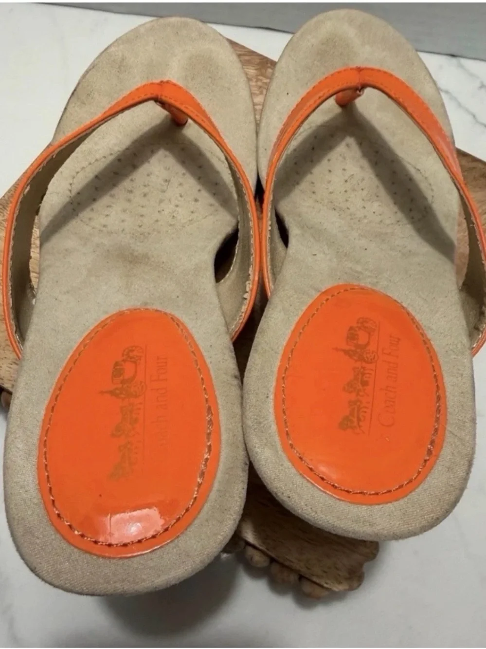 Coach and Four Vibrant Orange Sandals Boho  Hippie Summer Festival Size 6